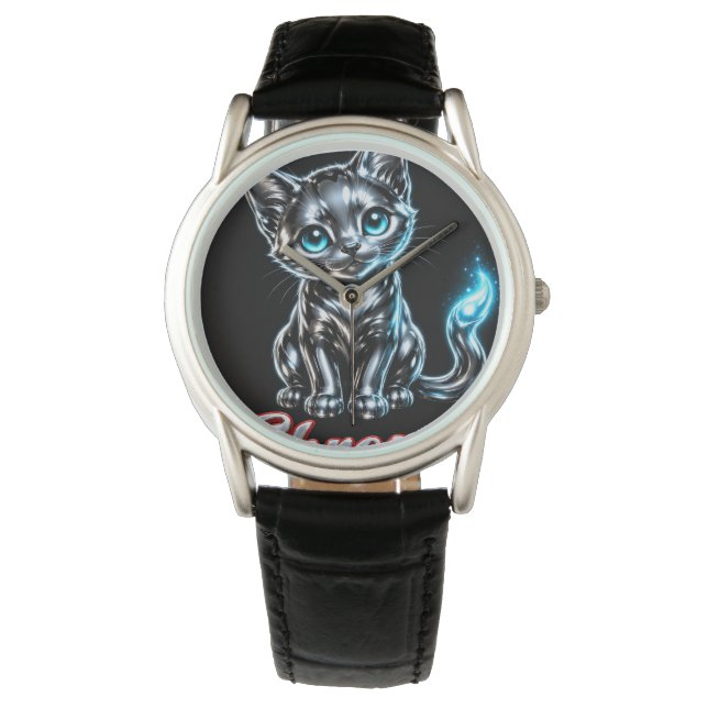 Chrome Kitten Masculino Relógio Atemporal - Couro  (Frente)