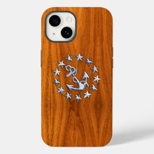Chrome Yacht Flag em Teak Wood
