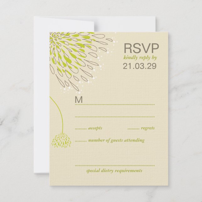 Chrysanthemum Flowers Floral Elegant Wedding RSVP (Verso)