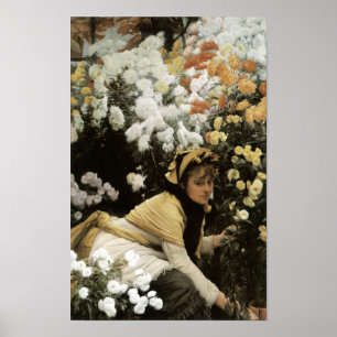 Chrysanthemums por James Tissot Fine Art Impressão