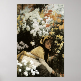 Chrysanthemums por James Tissot Fine Art Impressão