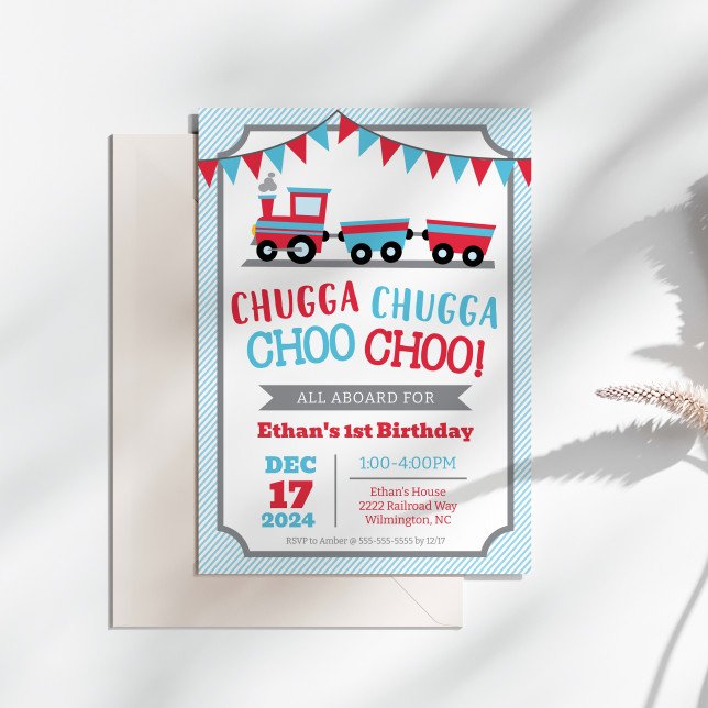 Chugga Chugga Choo Convite de aniversário Choo (Chugga Chugga Choo Choo Train Birthday Party Invitation)