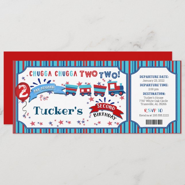 Chugga Chugga DOIS Convites de aniversário (Frente/Verso)