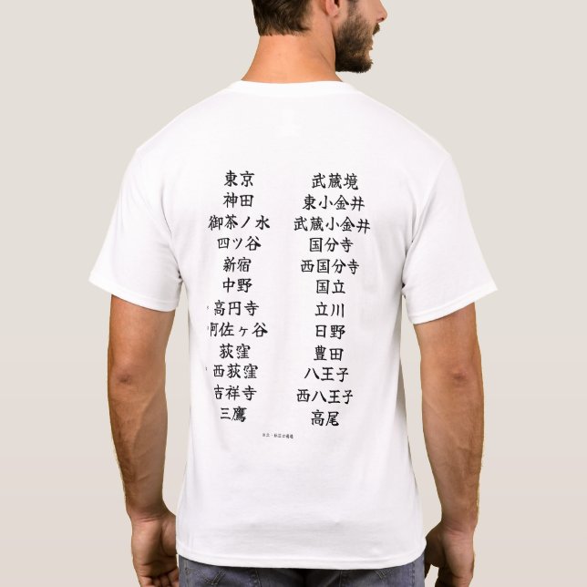 "Chuo Line" Japanese station name T-shirts (Verso)