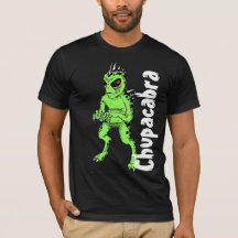 Chupacabra verde com a camisa do criptozoologia de