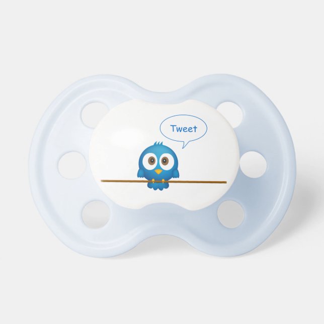 Chupeta Bebê azul dos desenhos animados do pássaro do (Frente)