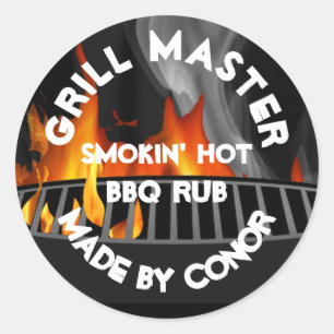 CHURRASCO Grill Rub Smokin Hot 3" Adesivo redondo