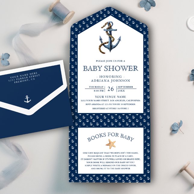 Chuva de Bebê Âncora Azul Marinho Elegante (Criador carregado)