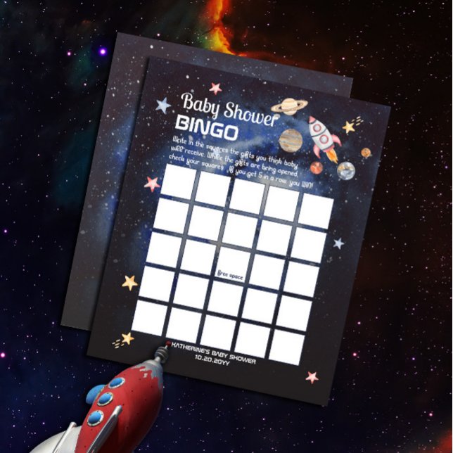 Chuva de Bebê Bingo Foguete Planetas Espaço Sidera (Criador carregado)