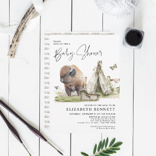 Chuva de Bebê Búfalo Bisonho em Aquarela