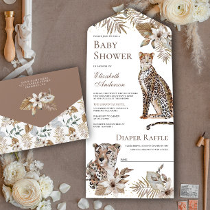 Chuva de Bebê de Leopardo Safari Selvagem Boho Rús