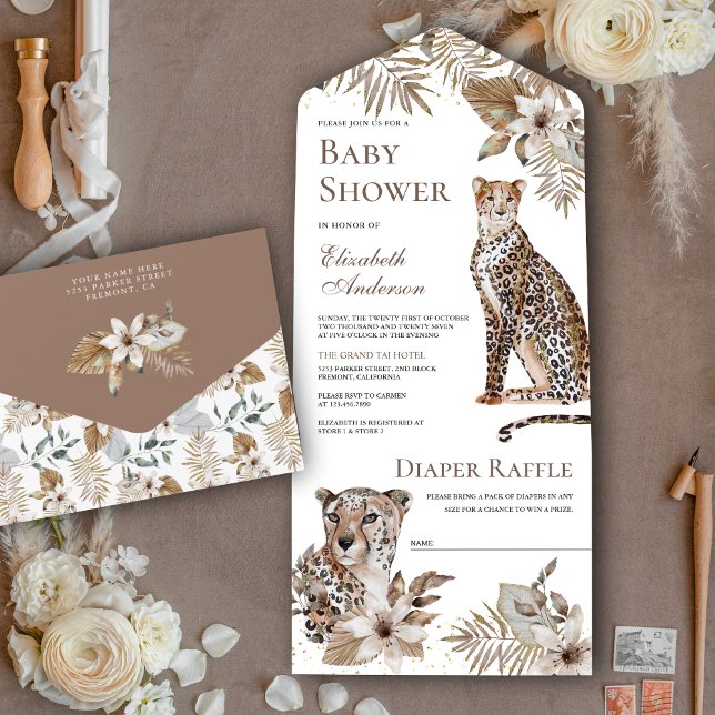 Chuva de Bebê de Leopardo Safari Selvagem Boho Rús (Criador carregado)