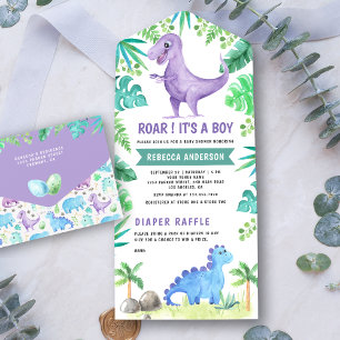 Chuva de Bebê Dinossauro Roxo Fofo Folhagem Rústic