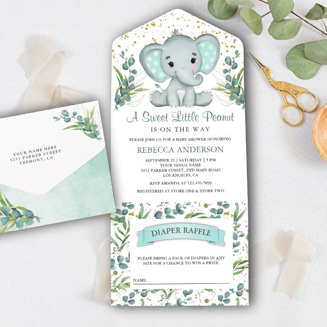 Chuva de Bebê Elefante com Eucalipto Rústico (Criador carregado)
