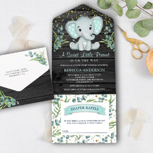Chuva de Bebê Elefante Verde Eucalipto Madeira Cin