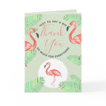 Chuva de Bebê Flamingo Agradecimento Tropical Aqua