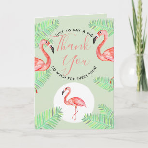 Chuva de Bebê Flamingo Agradecimento Tropical Aqua