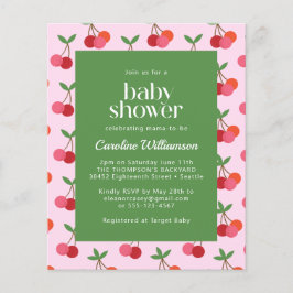 Chuva de Bebê Fofa Rosa Verde Fruta Cereja Orçamen