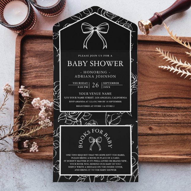 Chuva de Bebê Laço Coquette Preto e Branco (Criador carregado)