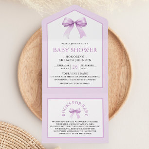 Chuva de Bebê Laço Coquette Roxo Pastel Fofo