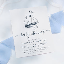 Chuva de Bebê Náutica de Navio Azul Vintage Econôm