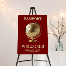 Chuva de Bebê Passaporte Globo de Ouro Viagem