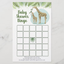 Chuva de Bebê Safari Girafa Deixa Jogo de Bingo