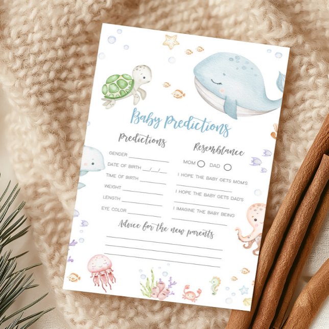 Chuva de Bebê Sob o Mar Jogo de Previsões para Beb (Sea Creatures Ocean Baby Shower Baby Predictions Game)