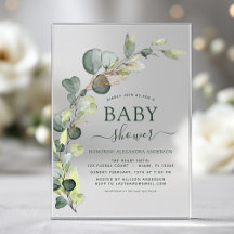 Chuva de Bebê Verde Eucalipto Suculenta Elegante