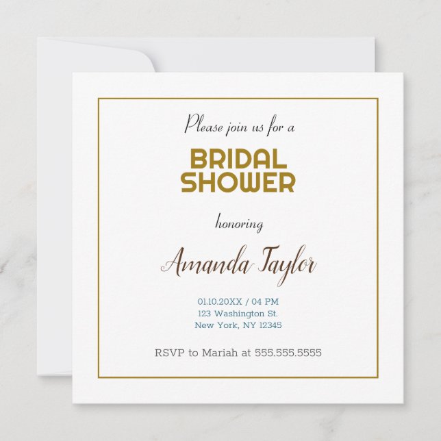 Chuva de Benção Minimalista Cor Dourado Branco (Frente)