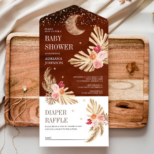 Chuva de Boho Moon Dried Palm Pampas Terracotta Ba