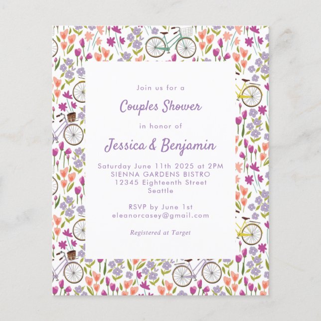 Chuva de Casal com Bicicleta Boho Floral Simples (Frente)