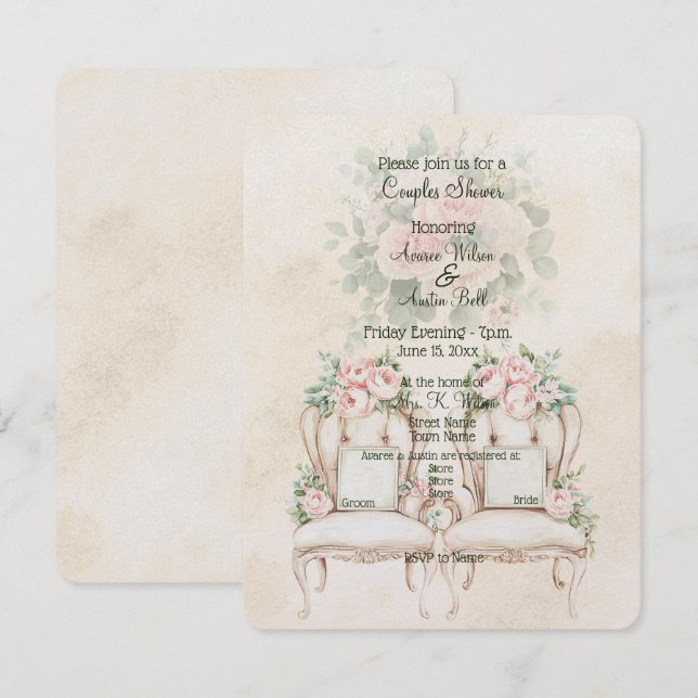 Chuva de Casamento Amarela Floral Cremosa (Frente/Verso)