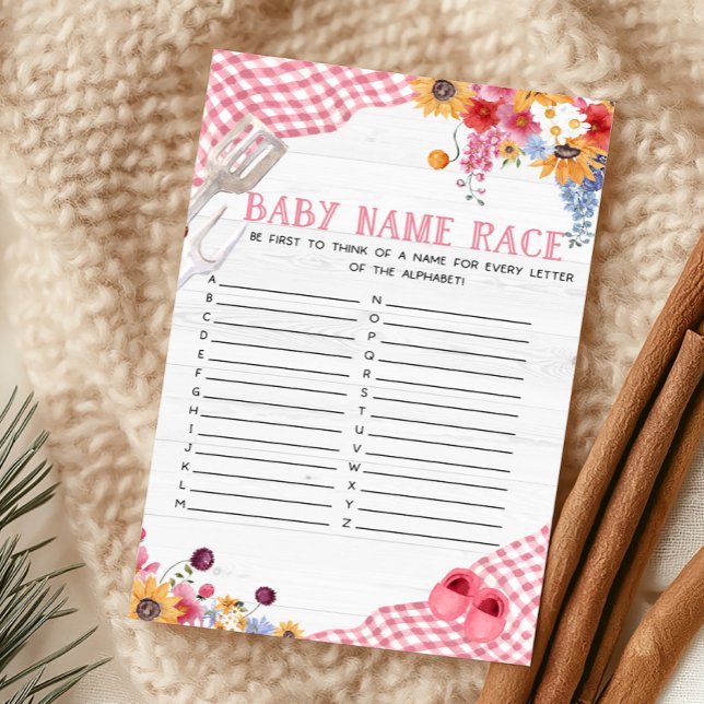 Chuva de Churrasco Rosa Jogo de Corrida de Nomes d (Girl Baby-Q Baby Shower Baby Name Race Game)