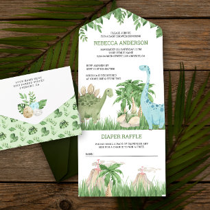 Chuva de Convite de Babá Rustico com Dinossauro Fo