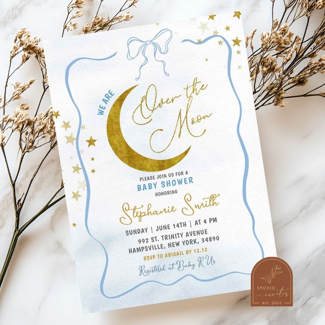 Chuva de Convite de Baby Shower Azul Coquete Desen (Criador carregado)