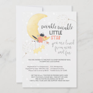 Chuva de Convite de Baby Shower Floral Lua Brilhan