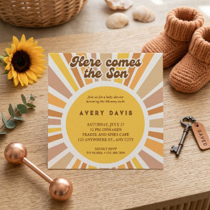 Chuva de Convite de Baby Shower Groovy Retro Amare