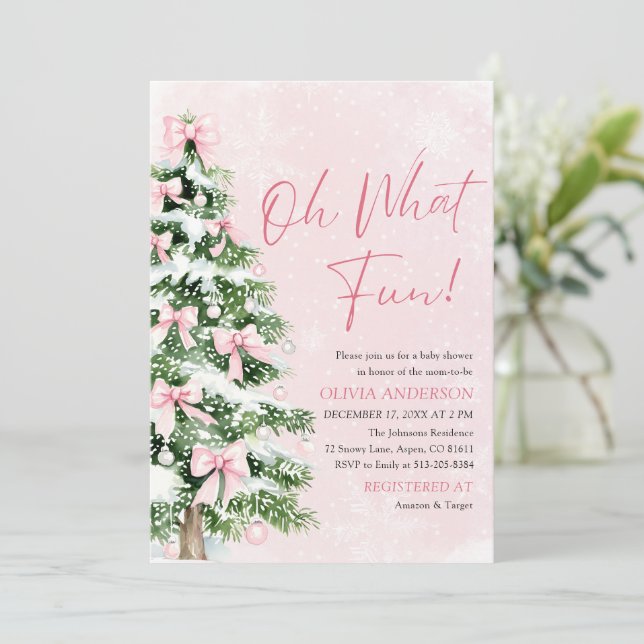Chuva de Convites de Baby Shower Árvore de Natal c (Em pé/Frente)