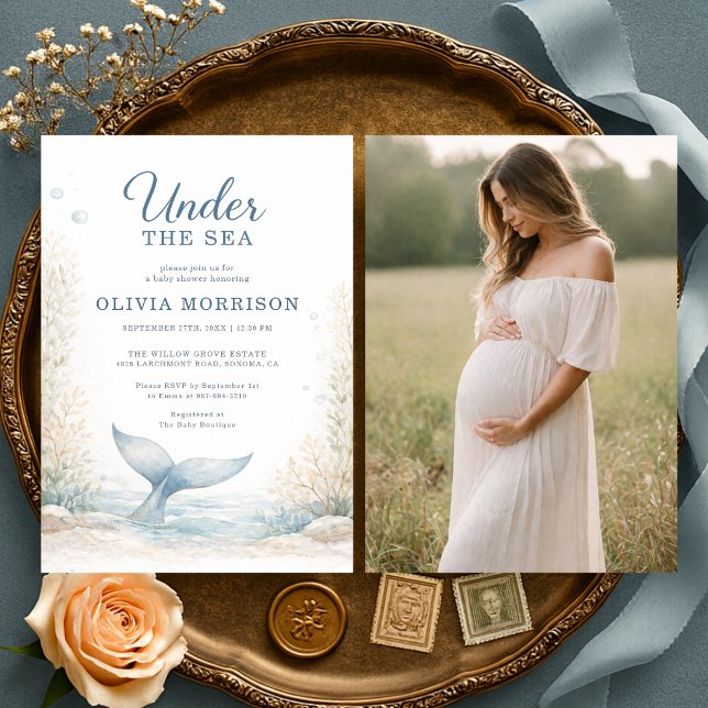 Chuva de Convites de Baby Shower com Foto Debaixo  (Criador carregado)
