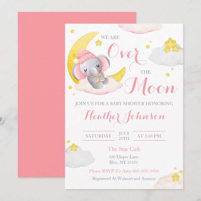 Chuva de Convites Elefantinho Baby Shower (Frente/Verso)