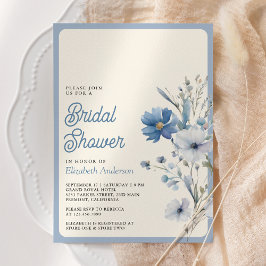Chuva de Flores Azul Empoeirada Boho Convite de Ch