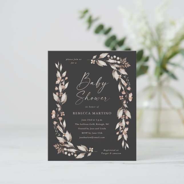 Chuva de Flores Boho Elegante Orçamento Chá de Beb (Em pé/Frente)