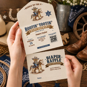 Chuva de Fraldas QR para Chá de Bebê do Ursinho Te