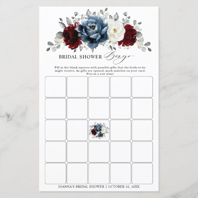 Chuva de Noiva Bingo Boho Azul Ardesia Borgonha Iv (Frente)