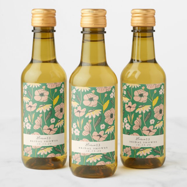 Chuva de Noiva Boho Floral Verde Antigo Personaliz (Garrafas)