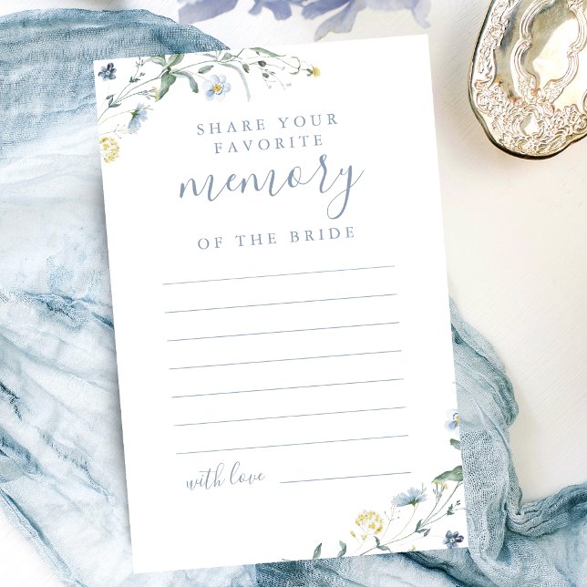 Chuva de noiva compartilhando uma memória Blue Wil (Blue Wildflower share a memory bridal shower)