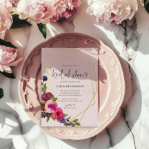 Chuva de Noiva em Floral Rosa Suave em Aquarela