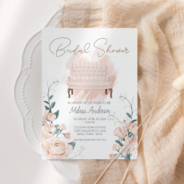 Chuva de Noiva Moderna Boho Rosa Floral Elegante (Criador carregado)