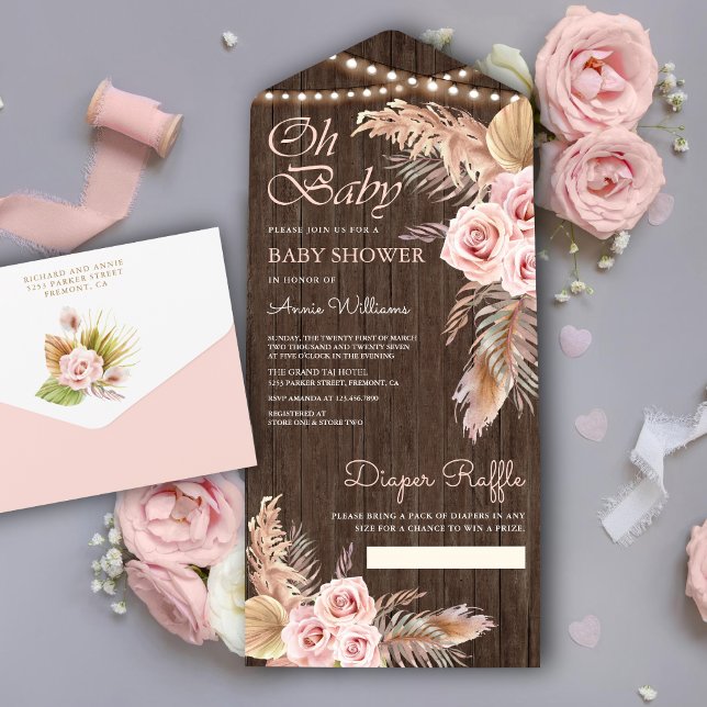 Chuva de Pampas Boho Rosa Empoeirado Madeira Rosa  (Criador carregado)